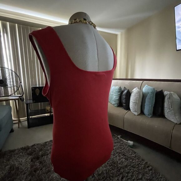 Ava Viv Black Sleeveless Blouse 3x Red Tank Top Casual Cotton Blend - Picture 7 of 10